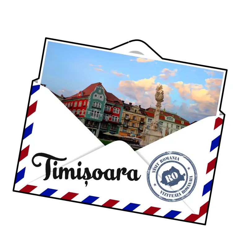 Mgs101-timisoara romania, plic, magnet frigider